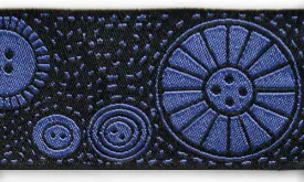 1 1/2" Periwinkle Sewing Buttons Woven Ribbon