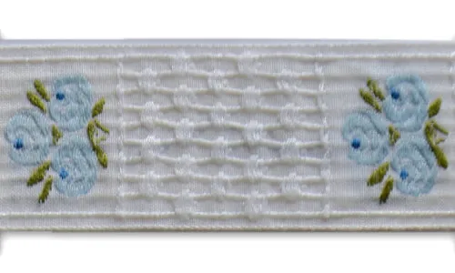 1 1/2" Powder Blue Rosettes Woven Ribbon