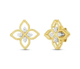 18K GOLD PRINCIPESSA SMALL DIAMOND STUD EARRINGS