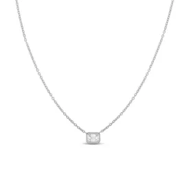 18K WHITE GOLD  EMERALD CUT DIAMOND NECKLACE