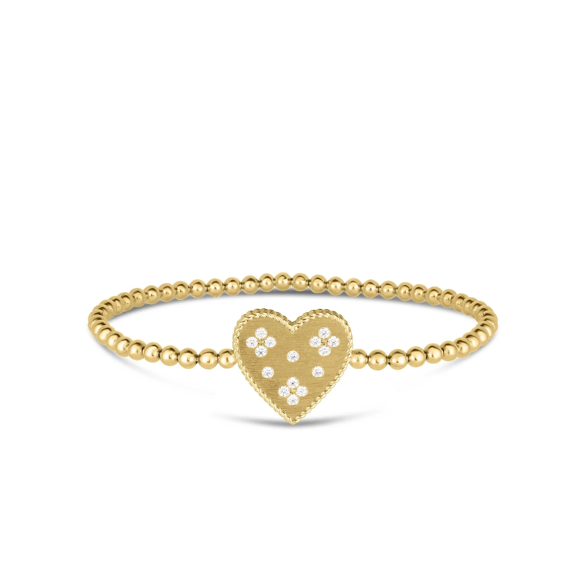18K YELLOW GOLD AND DIAMOND VENETIAN PRINCESS HEART STRETCH BRACELET