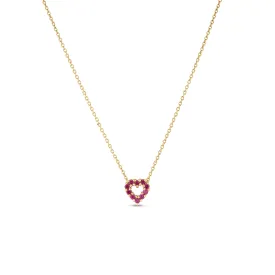 18K YELLOW GOLD TINY TREASURES RUBY AND DIAMOND REVERSIBLE HEART NECKLACE