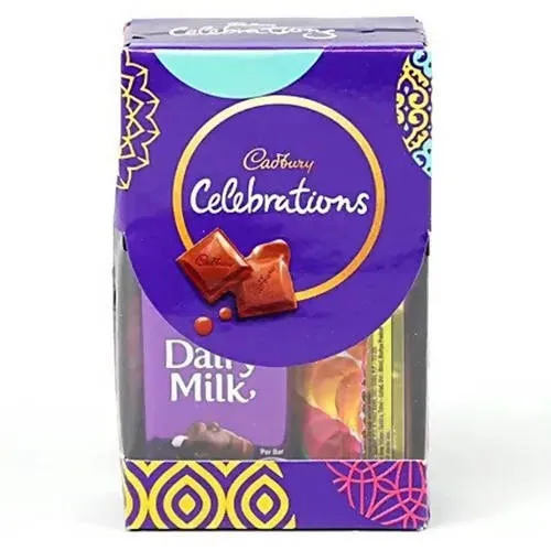 2 Stone Work Rakhis and Cadbury Celebrations Box