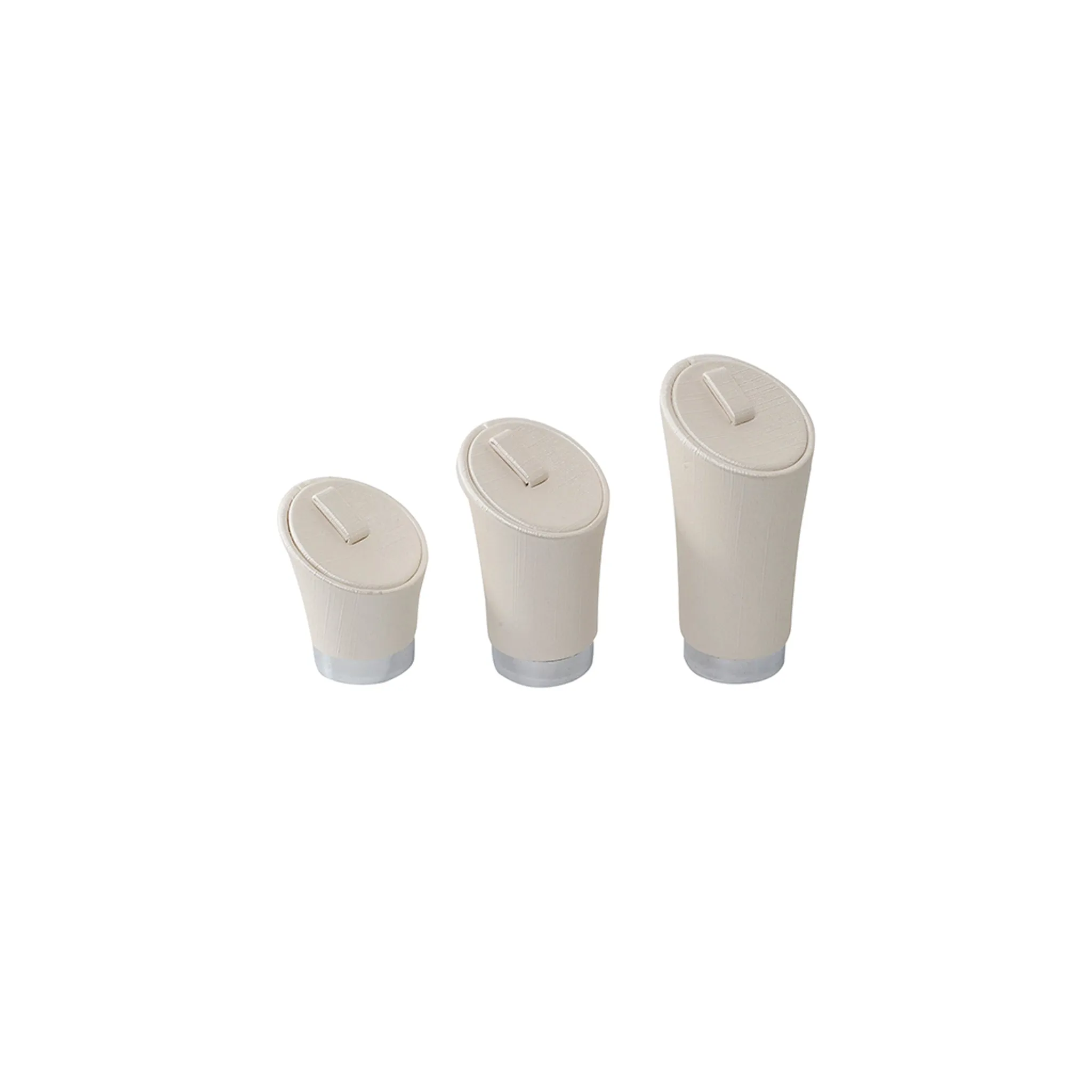 3 Tier Round Display Unit Cream Leatherette