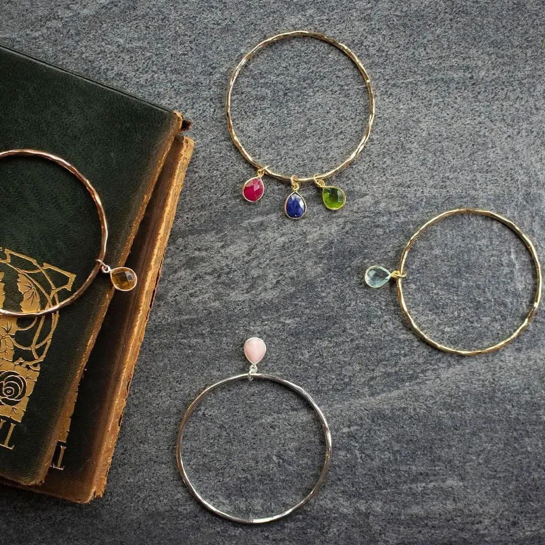 Aqua Chalcedony Bangle | Rose Gold | March Birthstone