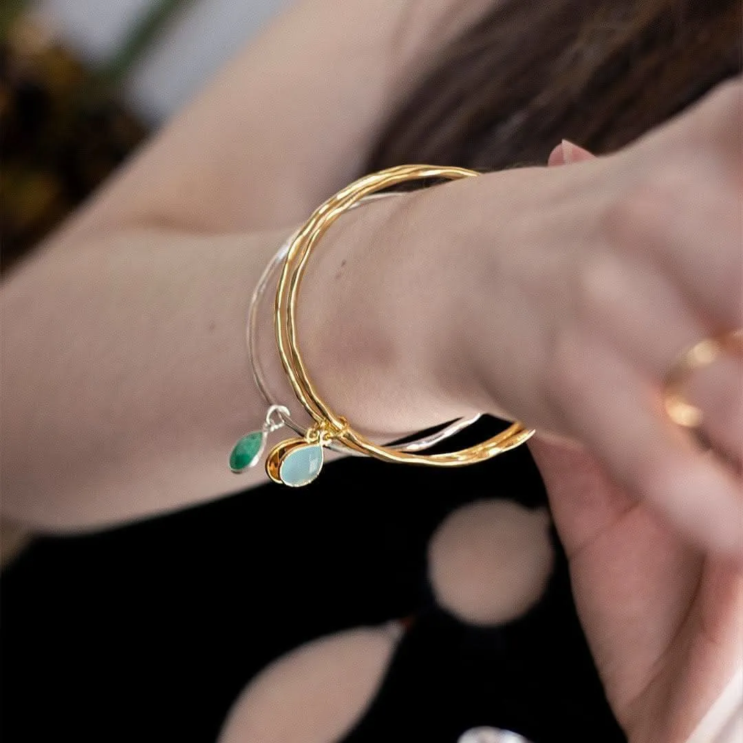 Aqua Chalcedony Bangle | Rose Gold | March Birthstone