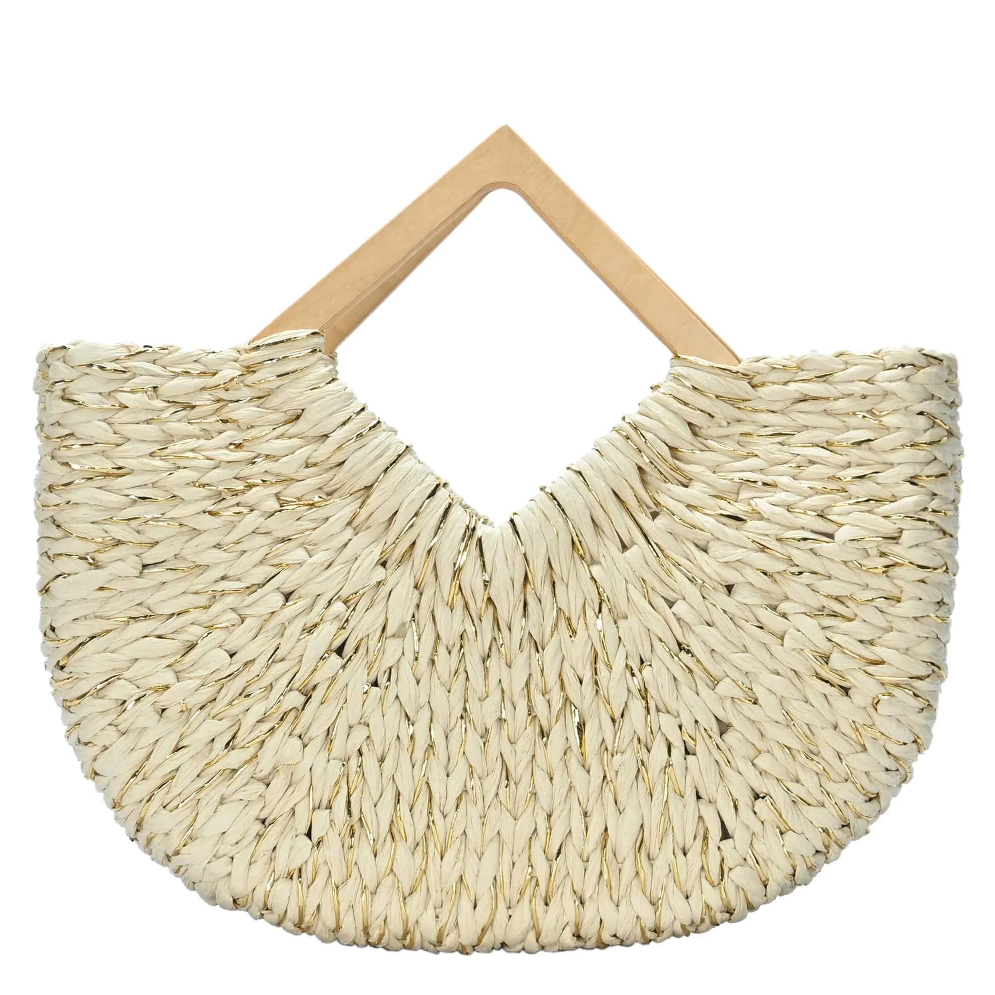 BGT81781 Isabella Wooden Handle Straw Tote Bag