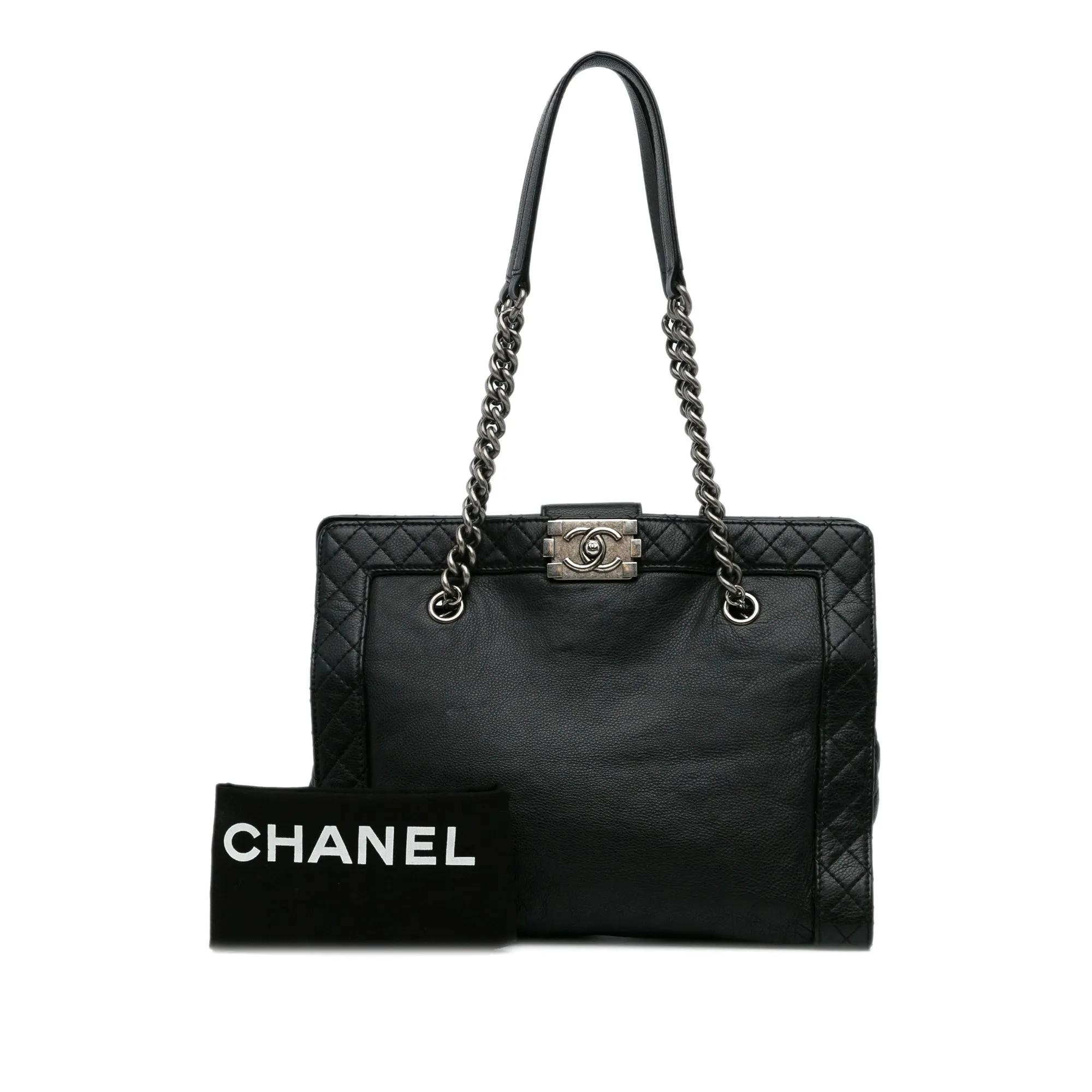 Black Chanel Medium Calfskin Boy Reverso Shopping Tote