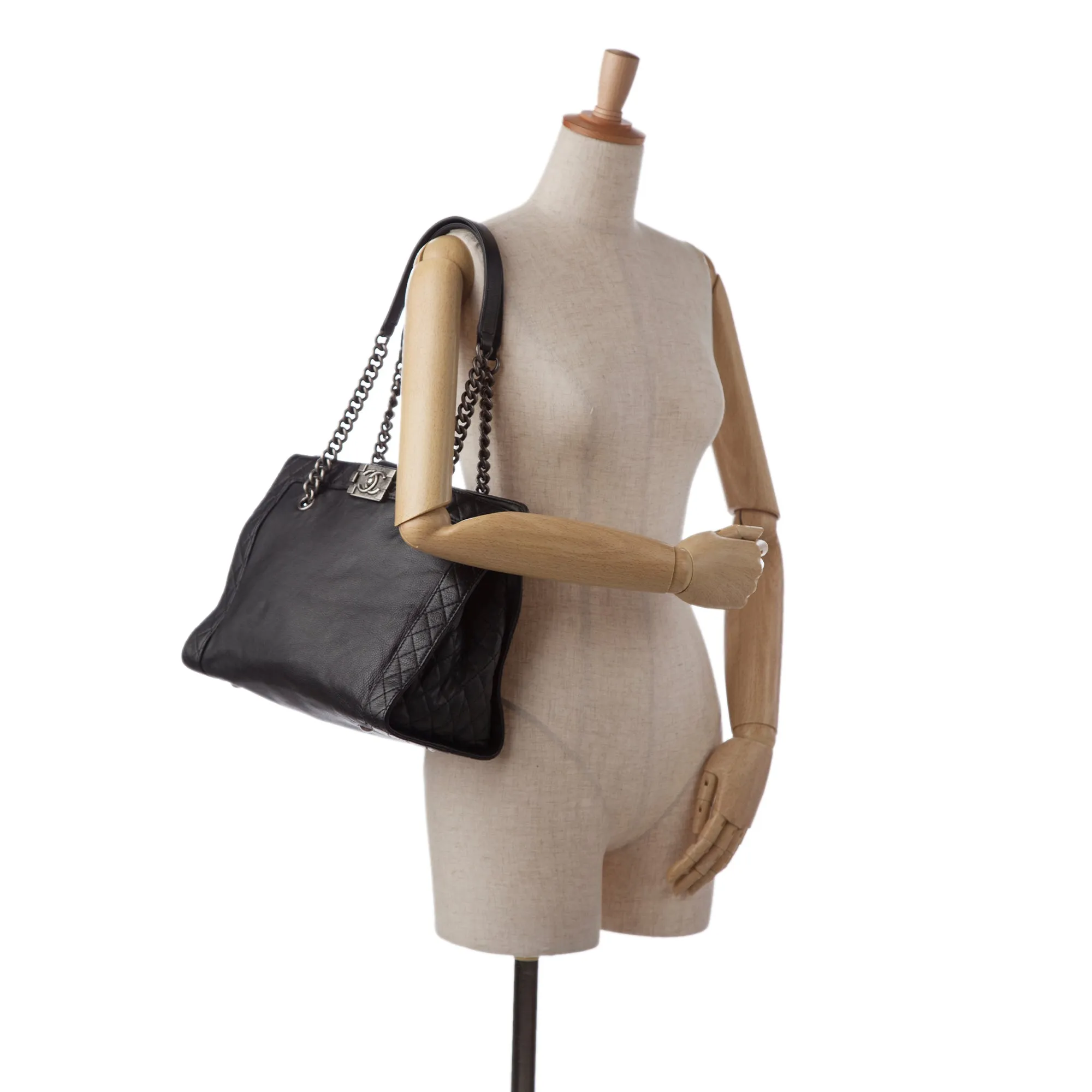 Black Chanel Medium Calfskin Boy Reverso Shopping Tote