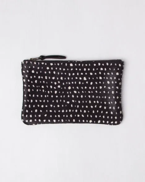 Black Dots Pony Hair Zipper Clutch