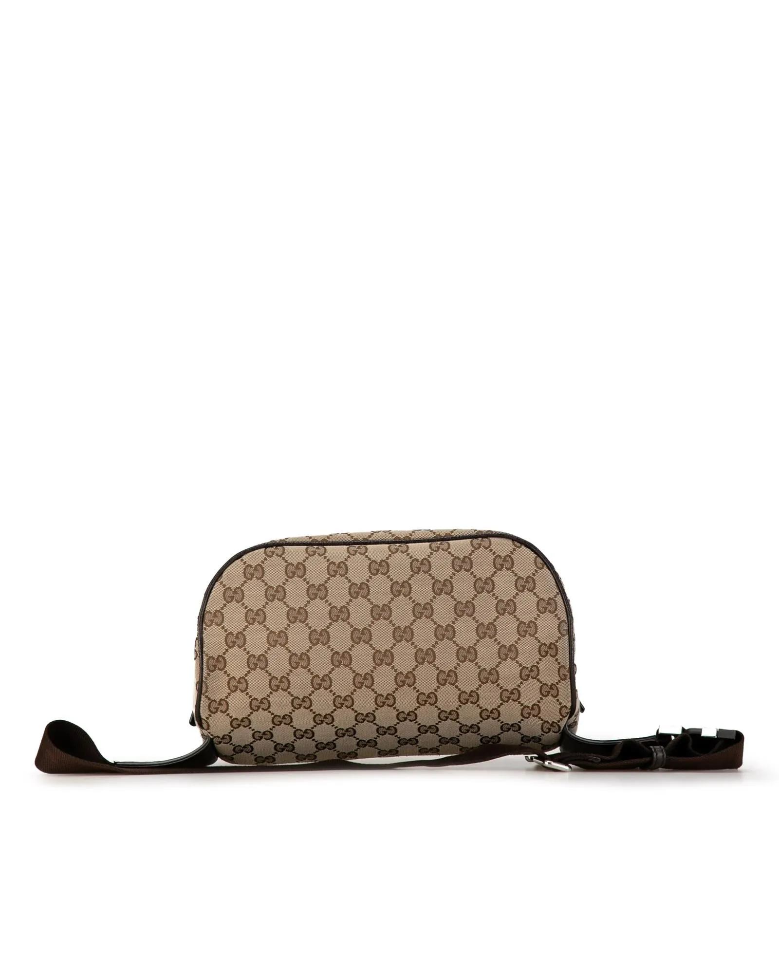 Canvas Waist Pouch with Leather Trim and Multiple Pockets
