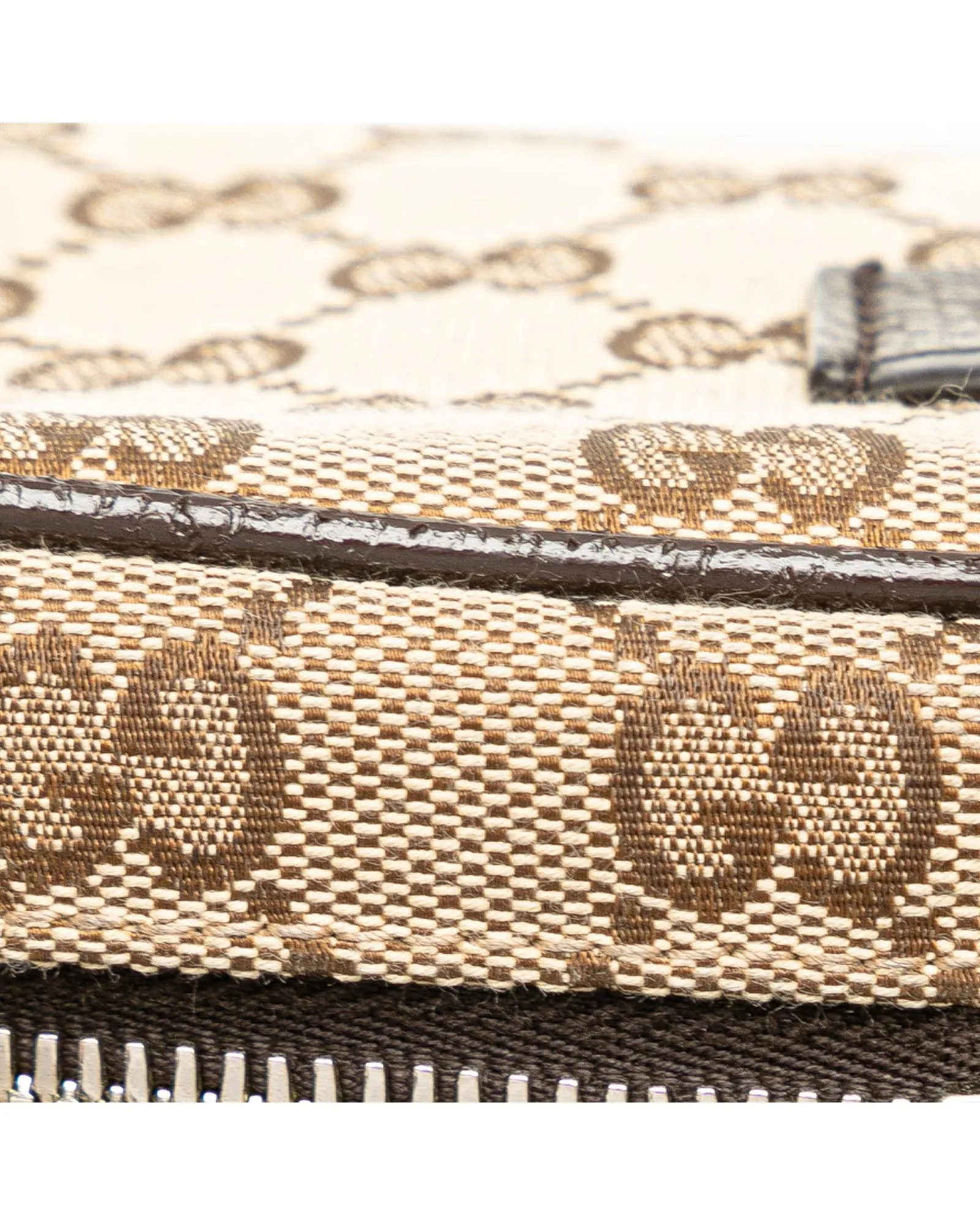 Canvas Waist Pouch with Leather Trim and Multiple Pockets