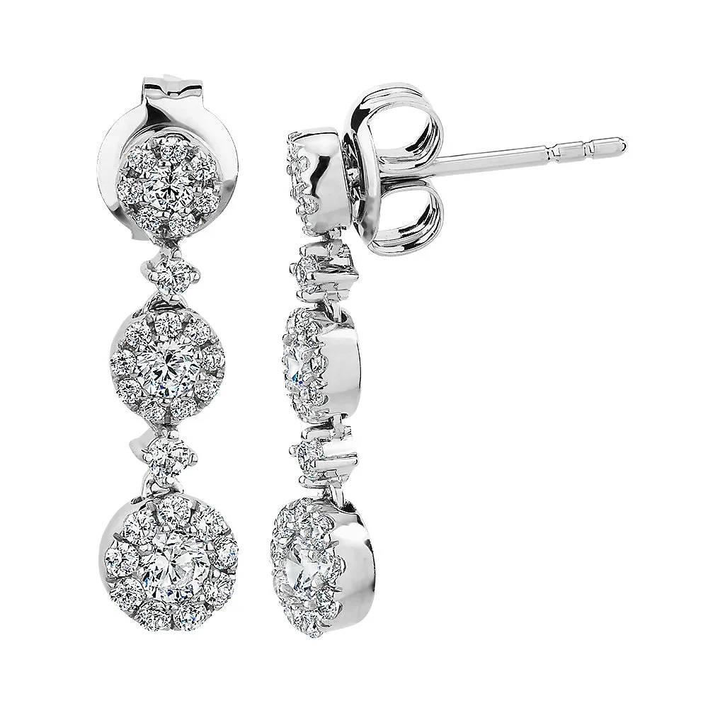 Celeste Round Brilliant drop earrings with 0.82 carats* of diamond simulants in 10 carat white gold