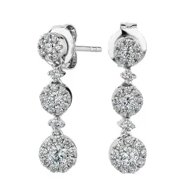 Celeste Round Brilliant drop earrings with 0.82 carats* of diamond simulants in 10 carat white gold