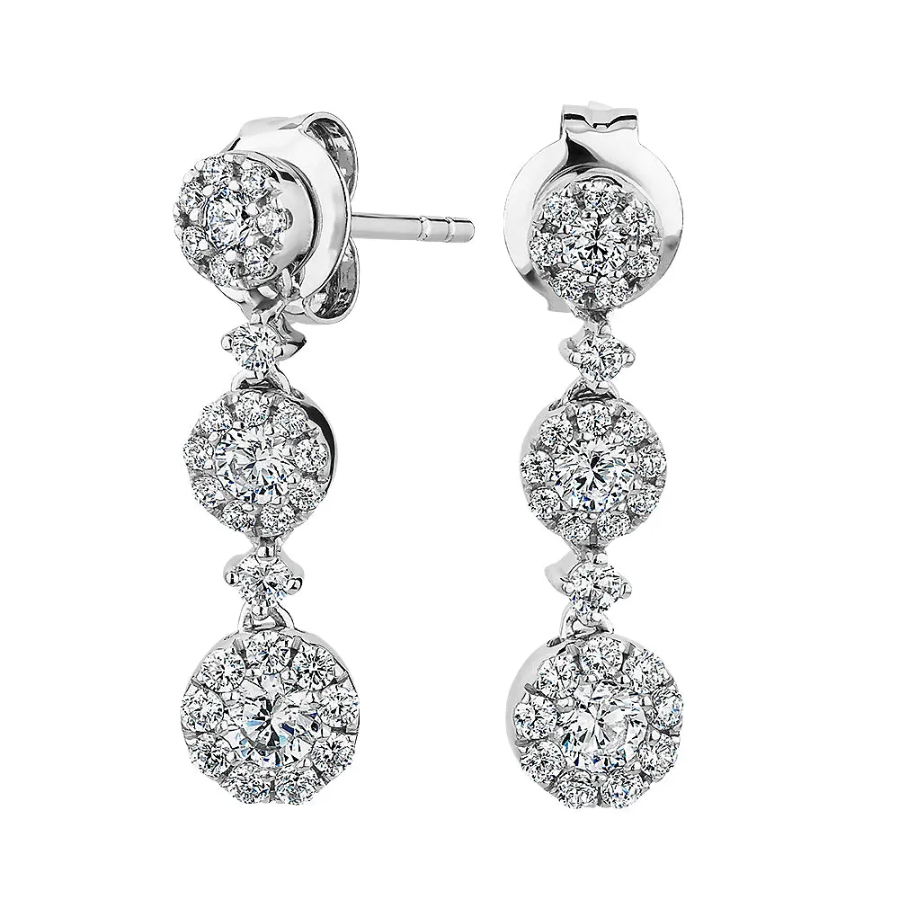 Celeste Round Brilliant drop earrings with 0.82 carats* of diamond simulants in 10 carat white gold