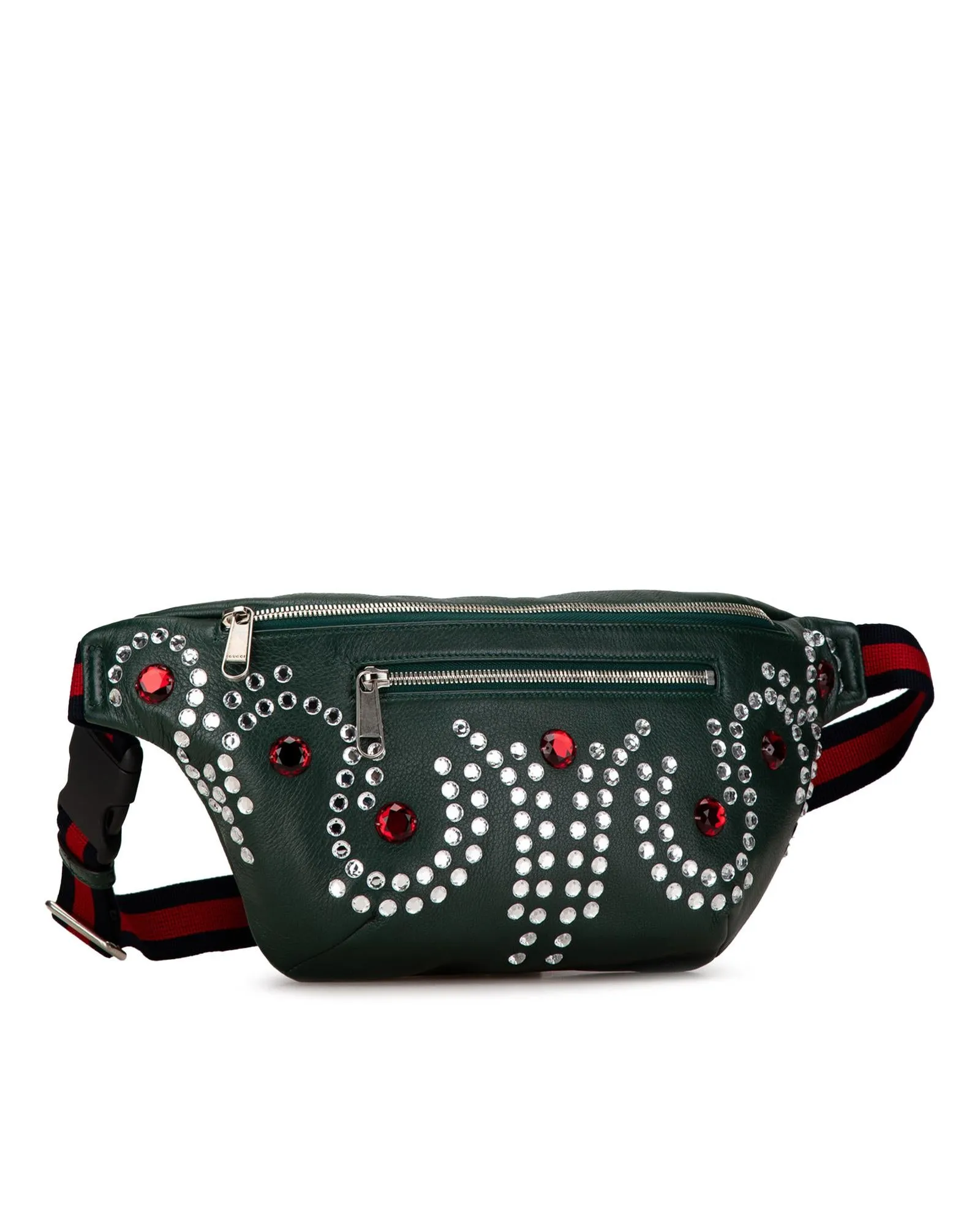 Crystal Embellished Leather Belt Bag