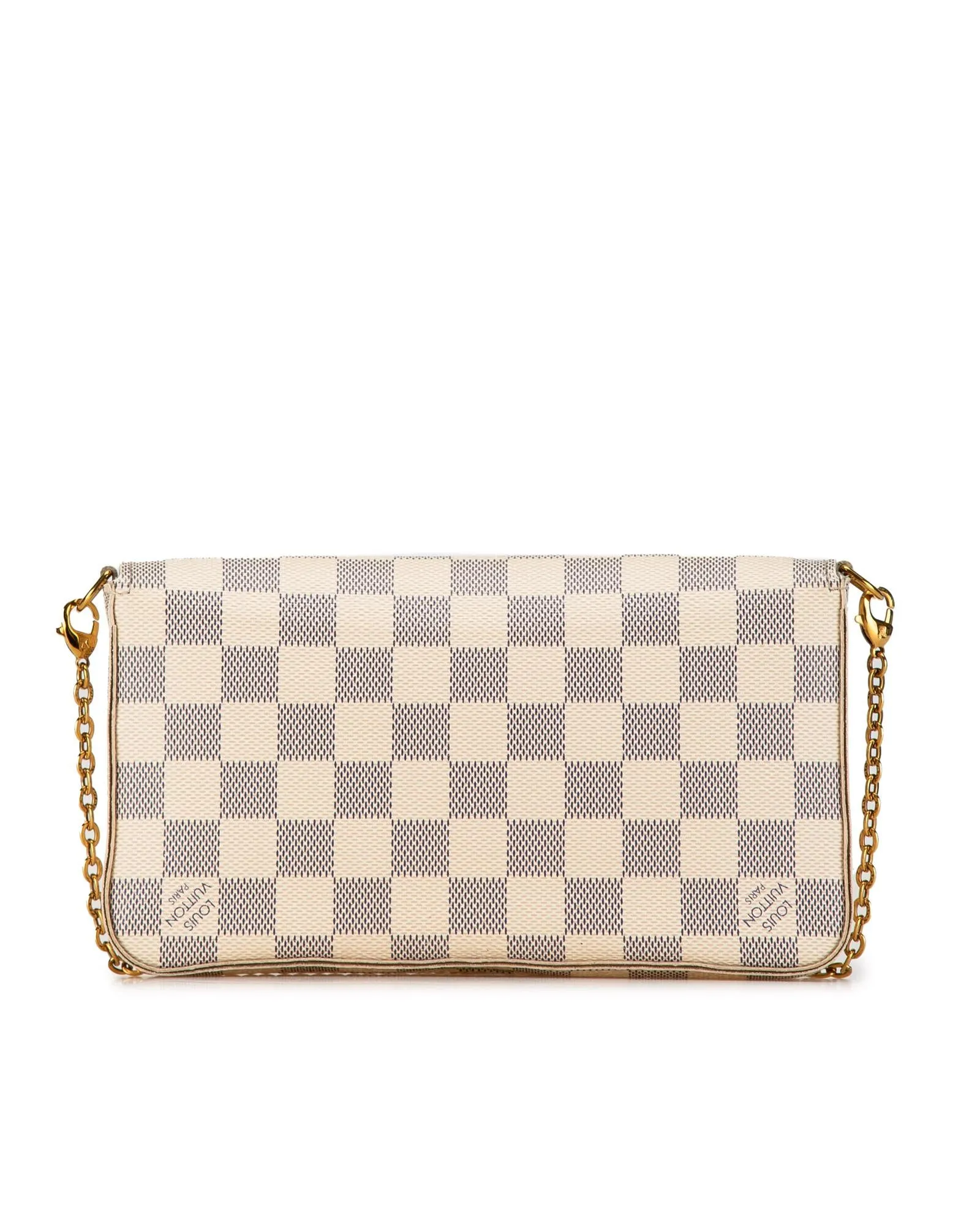Damier Azur Canvas Crossbody Bag with Detachable Chain Strap