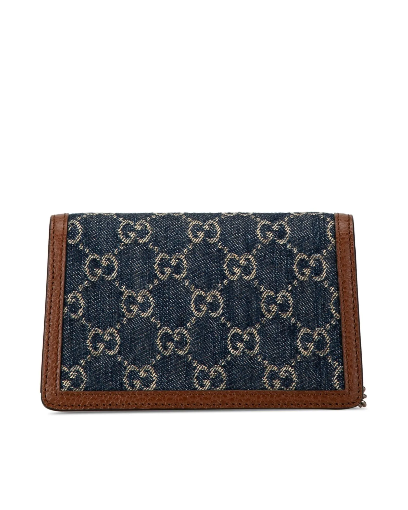 Denim Crossbody Bag with Chain Strap and Flap Closure