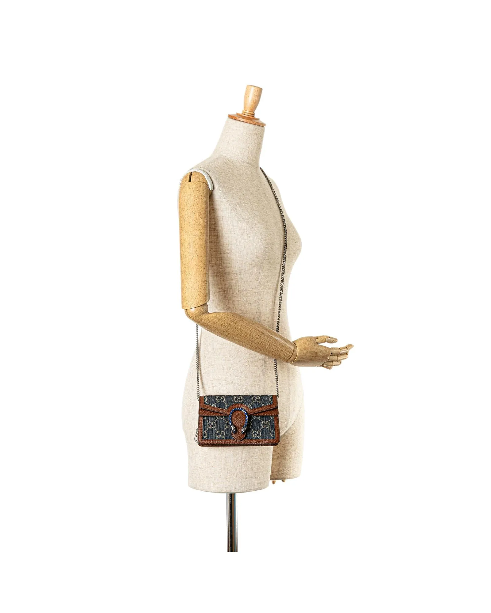 Denim Crossbody Bag with Chain Strap and Flap Closure