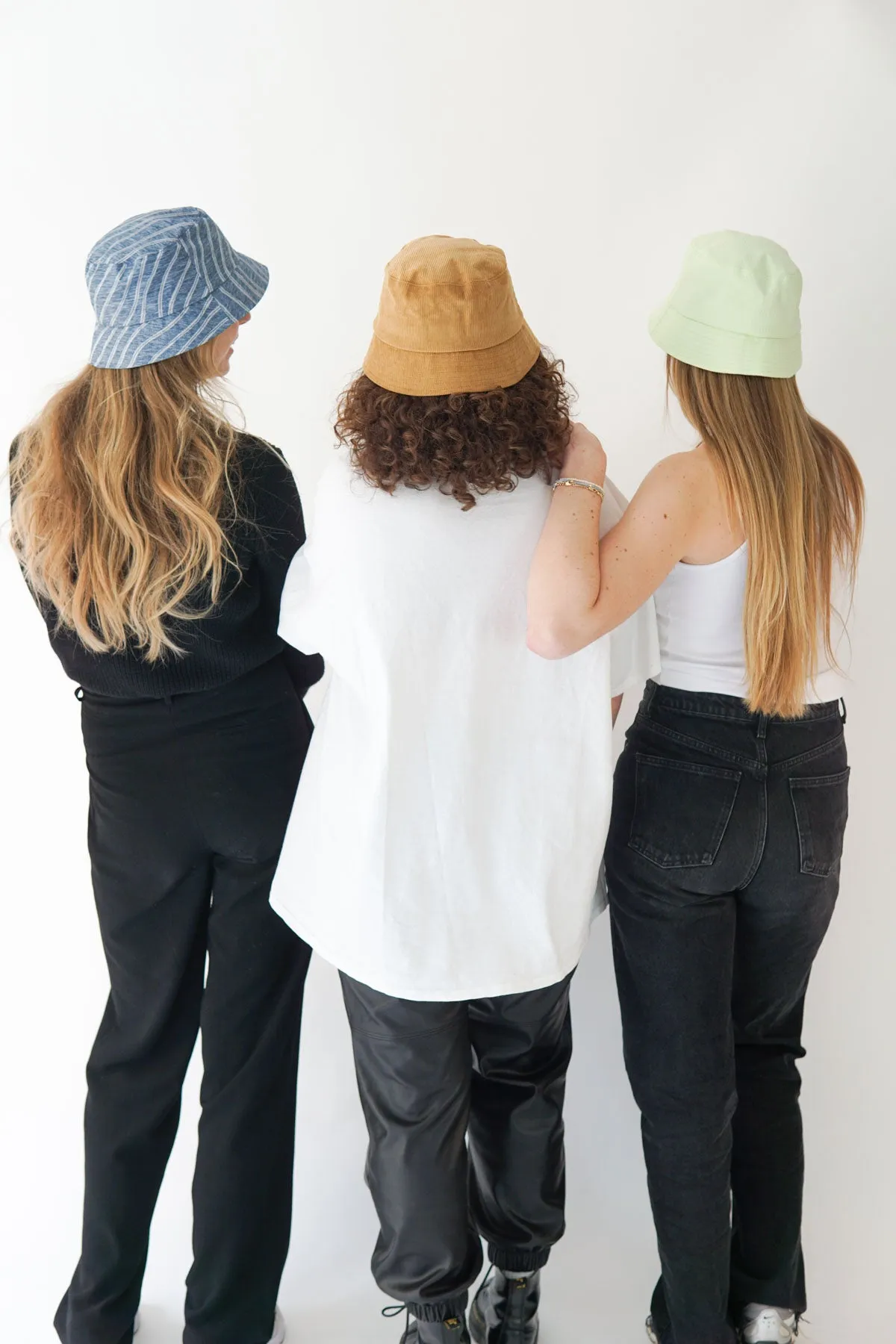 Denim striped bucket hat