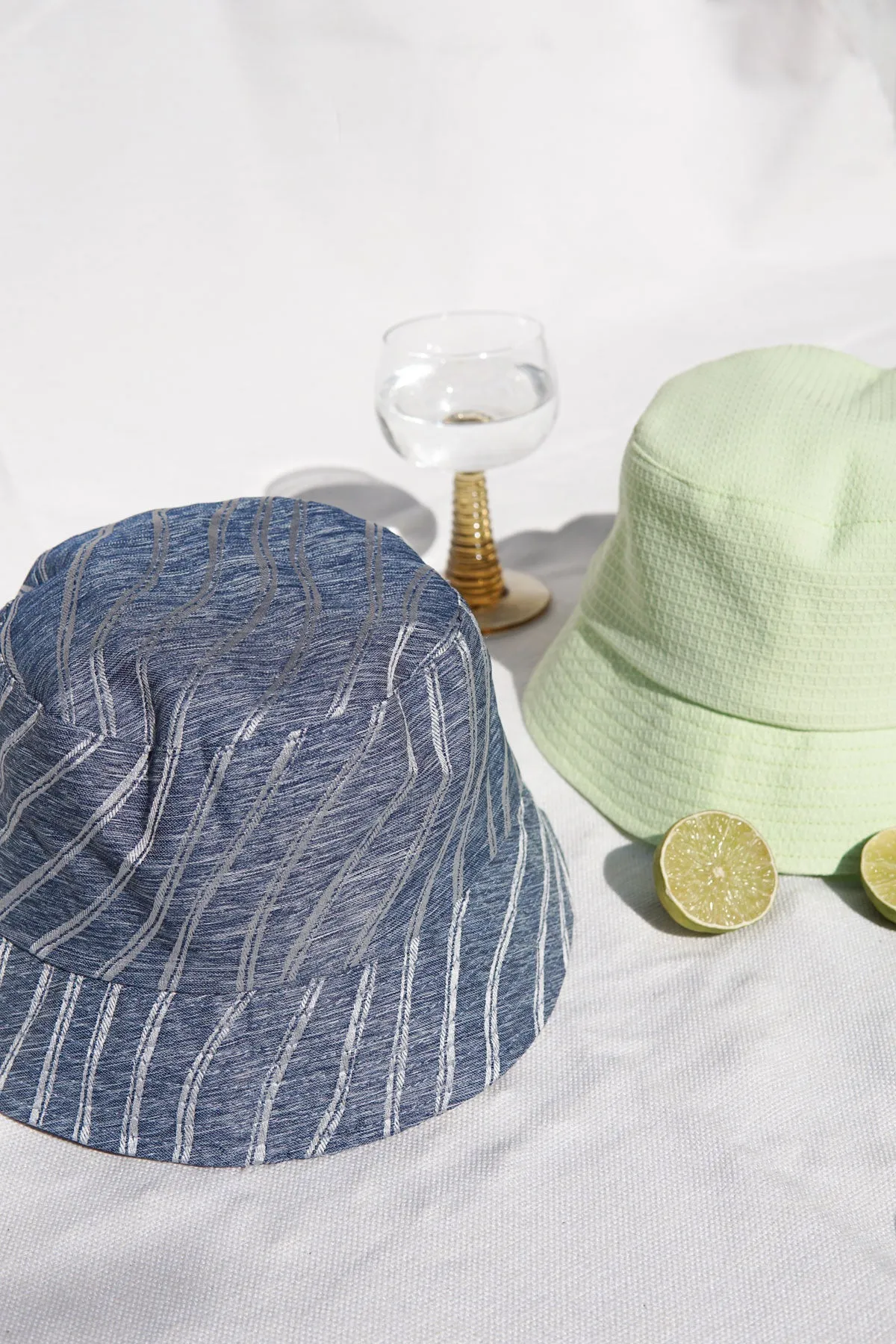 Denim striped bucket hat