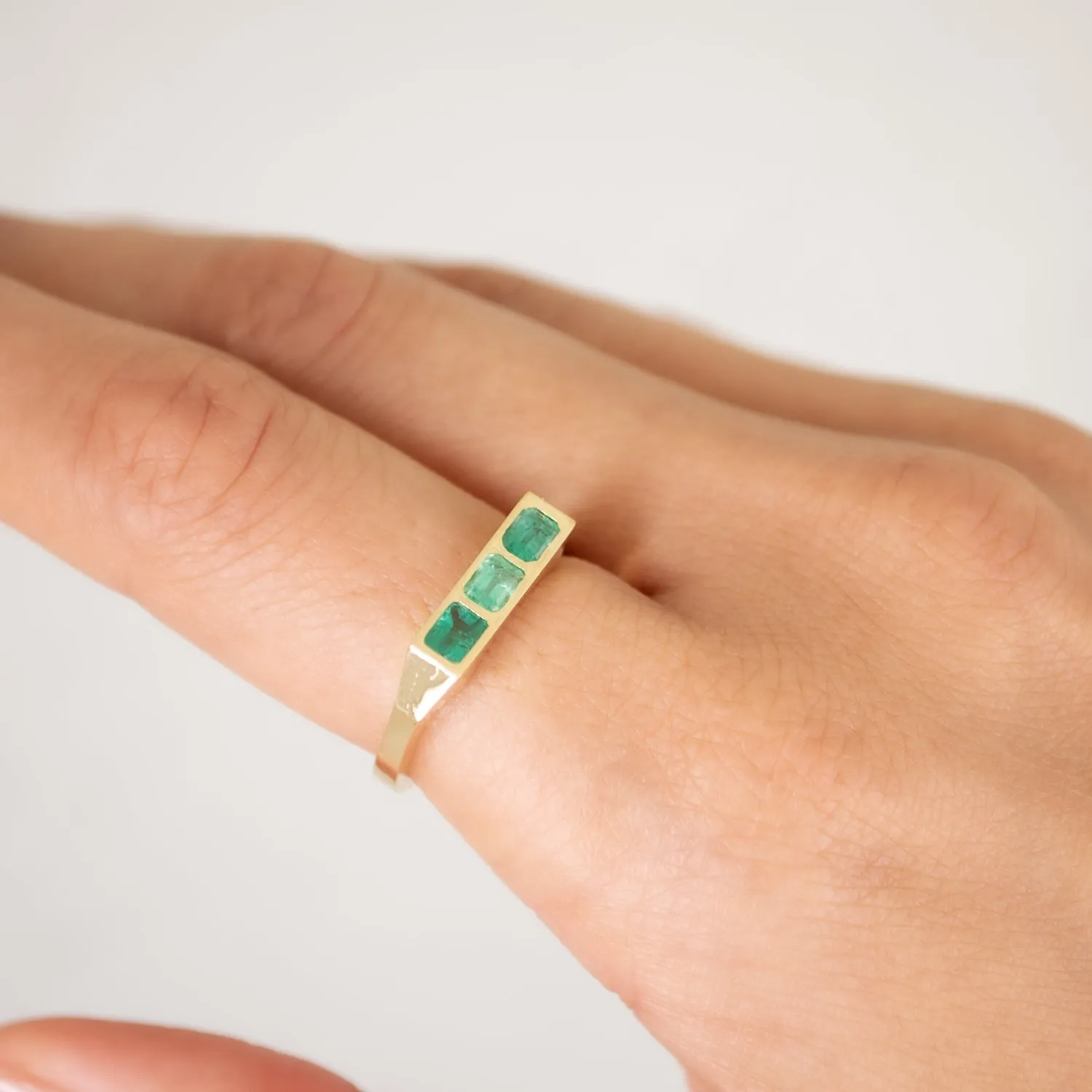 Emerald Guardian Bar Ring