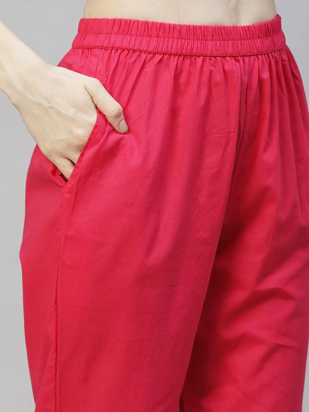 Ethnic Printed & Embroidered A-Line Kurta with Pants & Dupatta - Multi