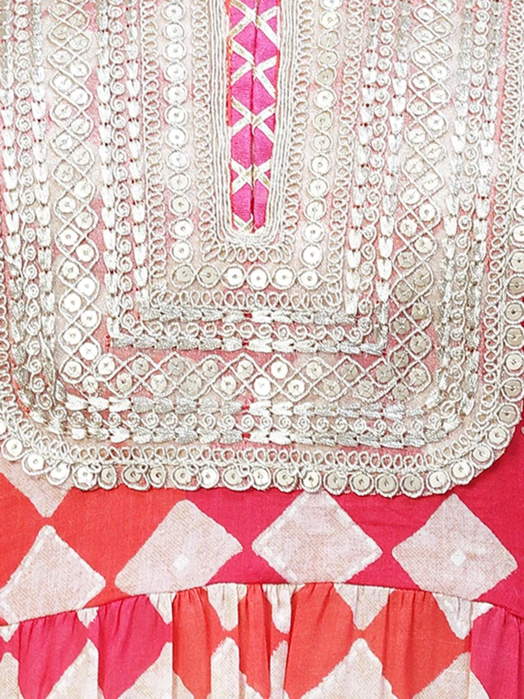 Ethnic Printed & Embroidered A-Line Kurta with Pants & Dupatta - Multi