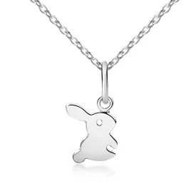Fluffy Bunny Rabbit Pendant & Necklace - Sterling Silver