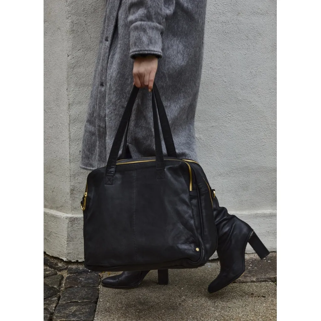Large workbag in soft leather / 12012 - Black (Nero)