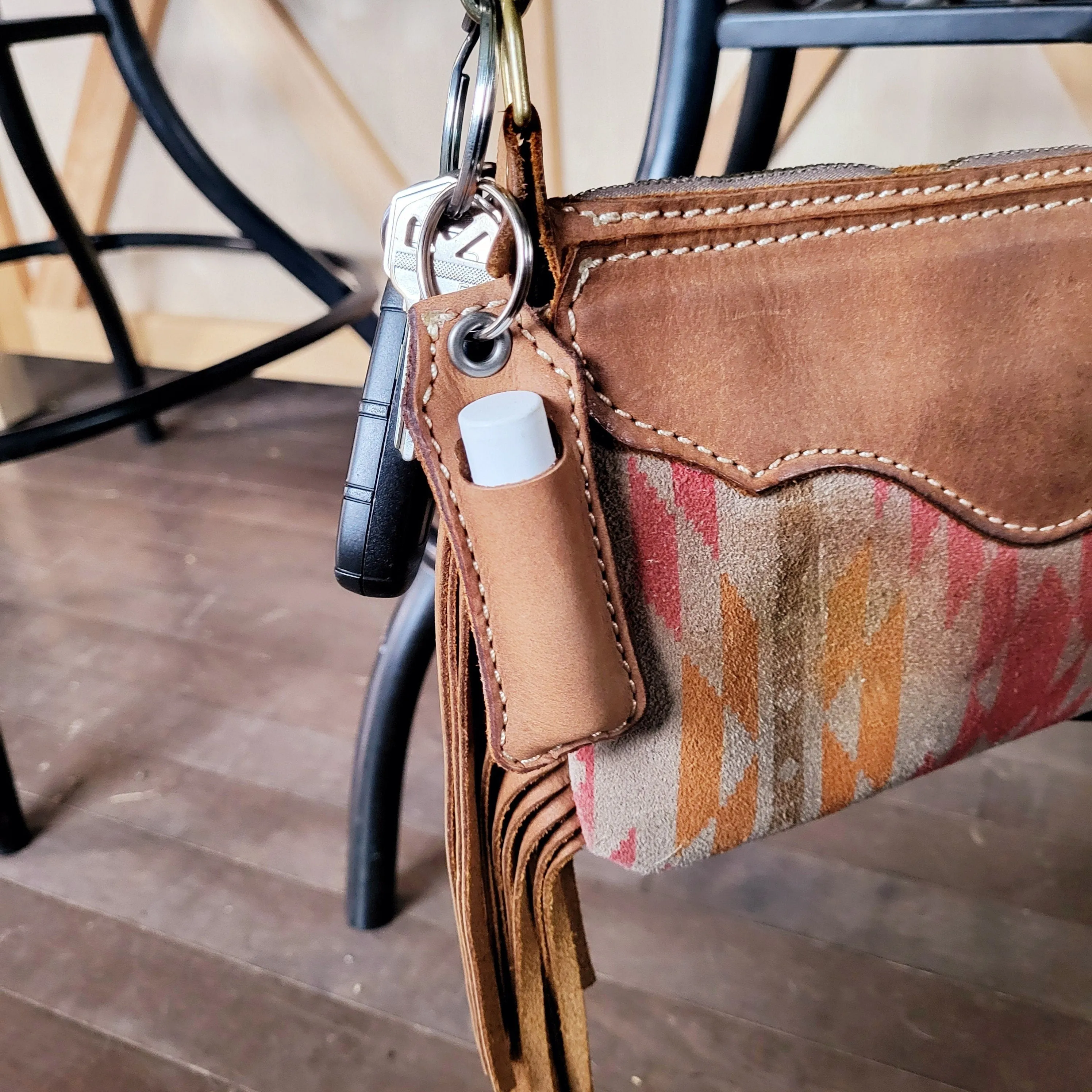 Leather Lip Balm Keychain