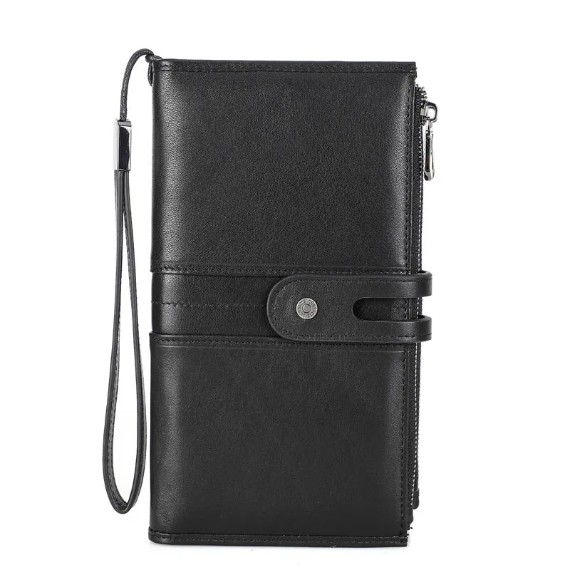 Men's Leather Wallet Leather Purse Hand Bag Clutch Bag Card Package Storage Bag For Unisex