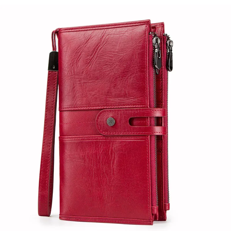 Men's Leather Wallet Leather Purse Hand Bag Clutch Bag Card Package Storage Bag For Unisex