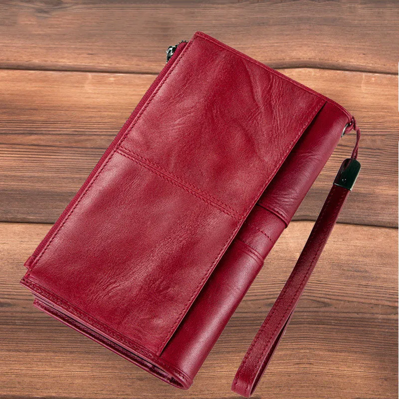 Men's Leather Wallet Leather Purse Hand Bag Clutch Bag Card Package Storage Bag For Unisex
