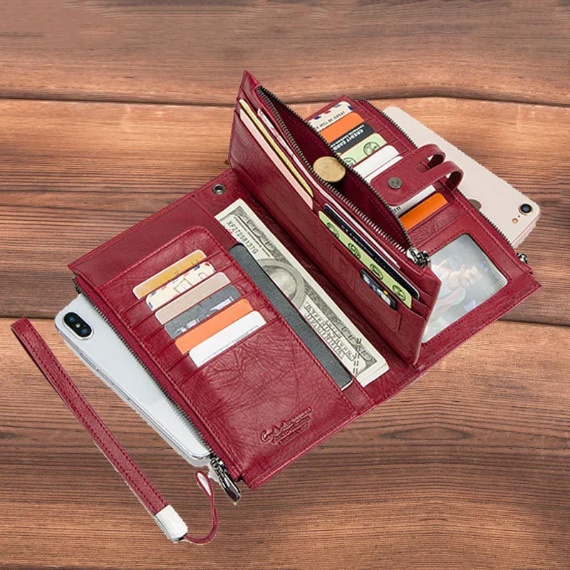 Men's Leather Wallet Leather Purse Hand Bag Clutch Bag Card Package Storage Bag For Unisex