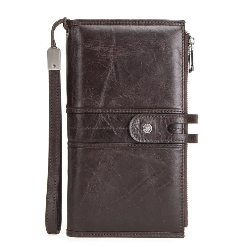 Men's Leather Wallet Leather Purse Hand Bag Clutch Bag Card Package Storage Bag For Unisex