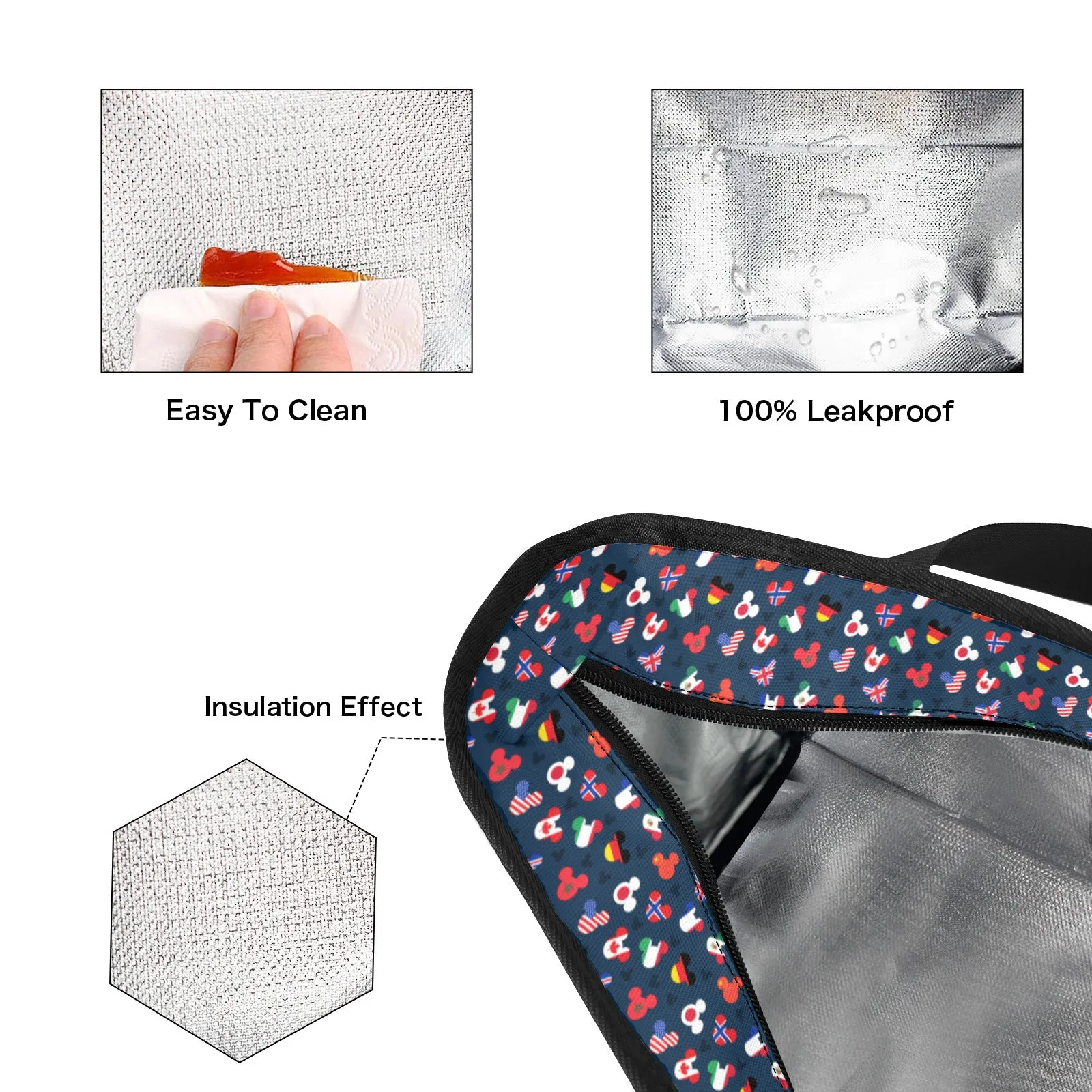 Mickey Flags Large Capacity Insulated Tote Bag