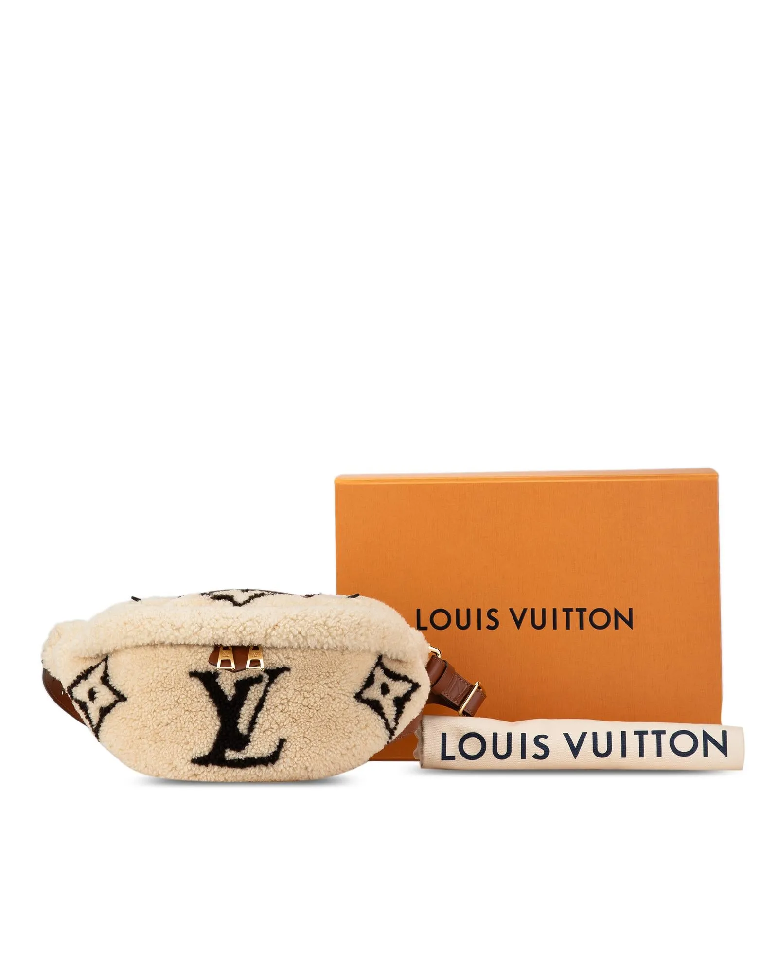 Monogram Giant Shearling Teddy Belt Bag with Leather Strap