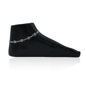 Oxidized Silver Beaded Payal For Women's