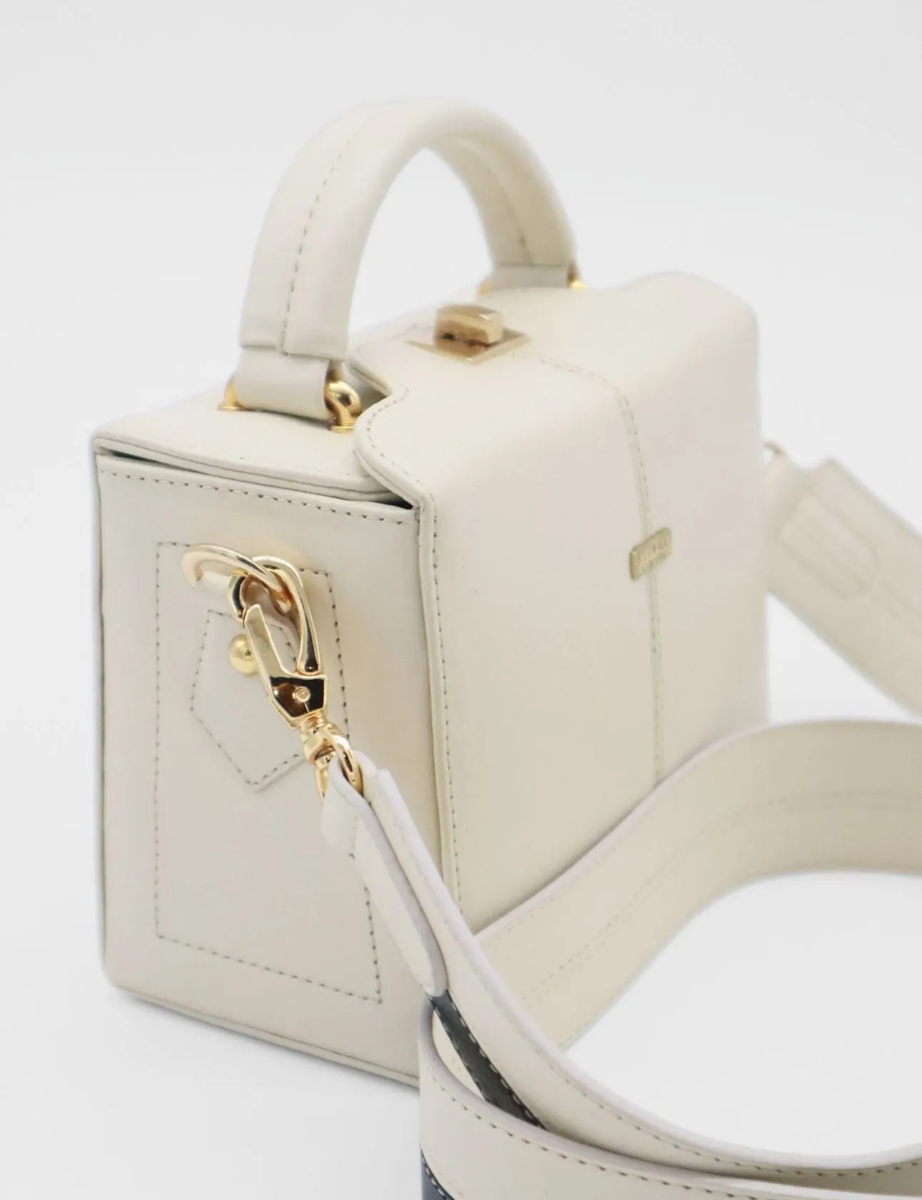 Purpose small cross body clutch in off white leather women's bag