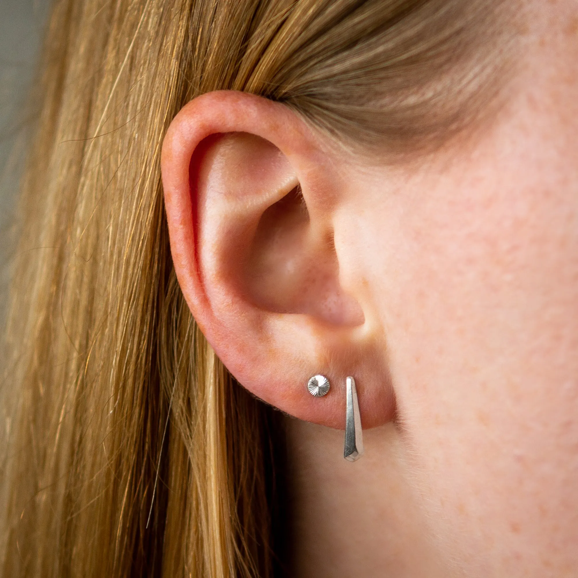 Silver Tapered Fragment Stud Earrings