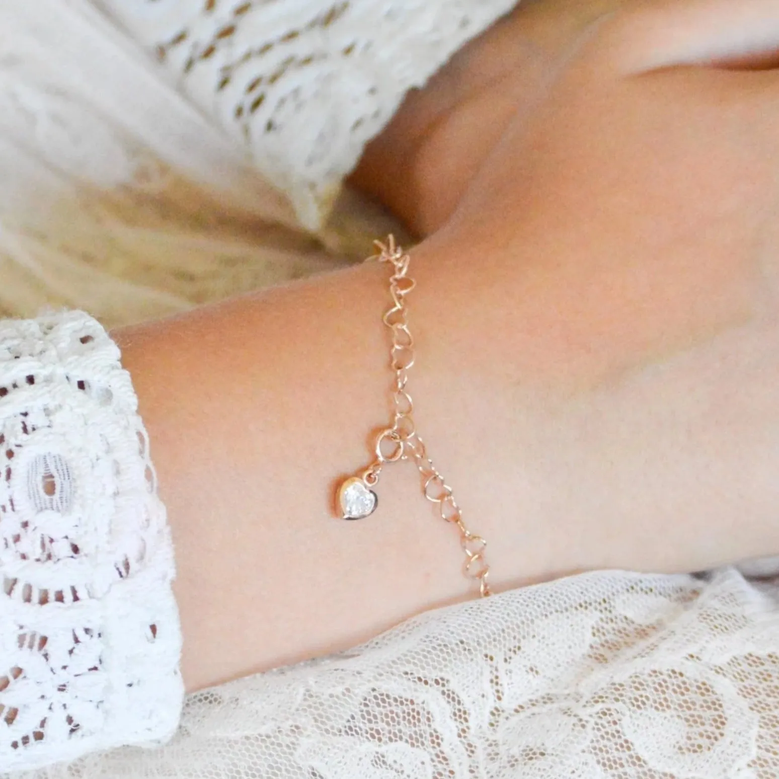 Sparkle Heart Charm - Rose Gold