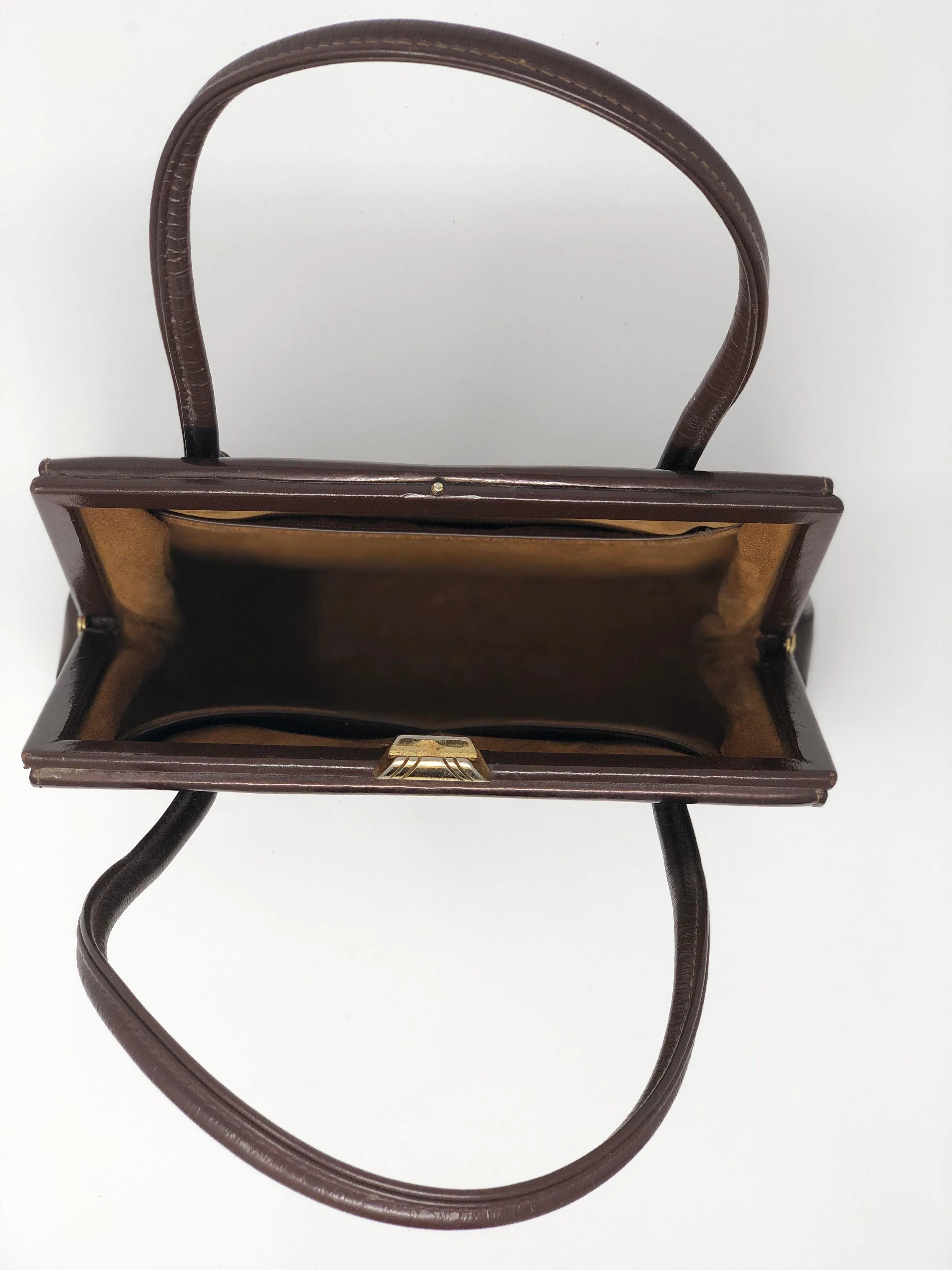 Vintage Beards of Cheltenham Brown Patent Waddy Bag