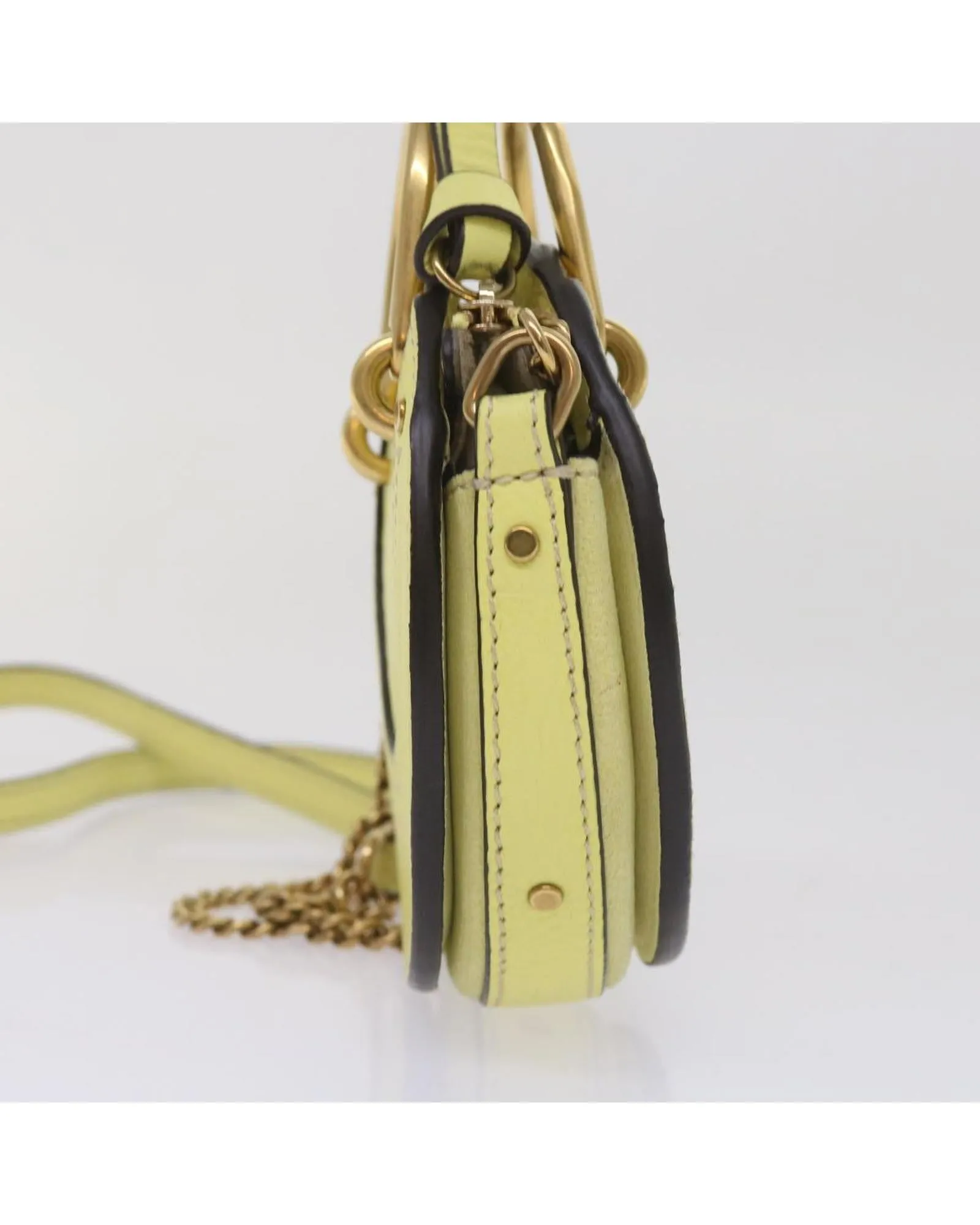 Yellow Suede Leather 2-Way Hand Bag
